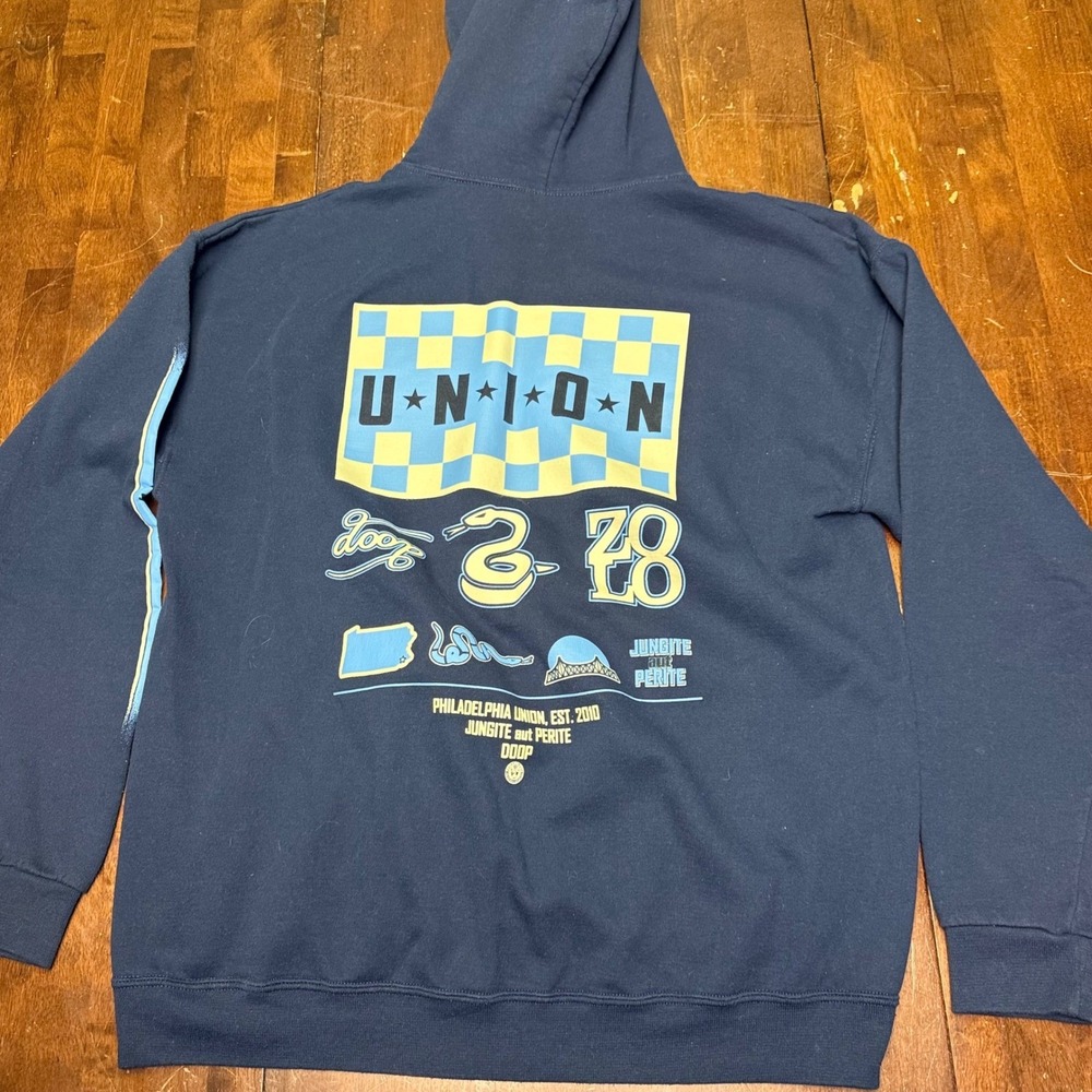 Mitchell & Ness Philadelphia Union Hoodie Mens XL Navy Blue MLS Soccer Graphic